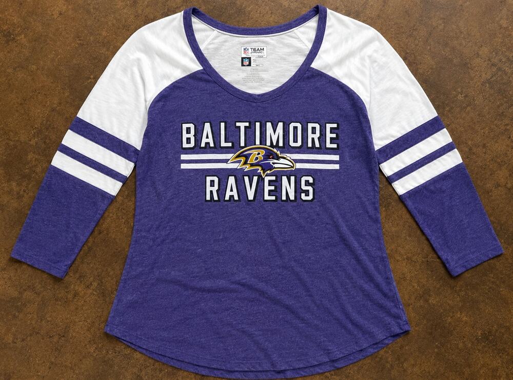 Baltimore Ravens Womens Small NWOT Purple White 3/4 Sleeve NFL